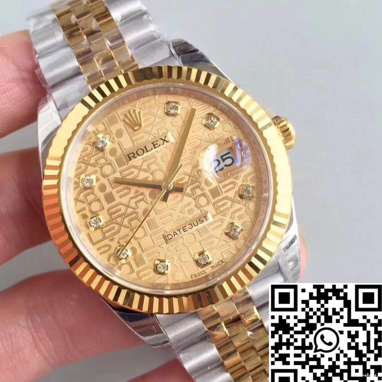 EW Datejust Gold 41MM Rolex Textured Factory Dial Diamond-studded 126333-0003 1217